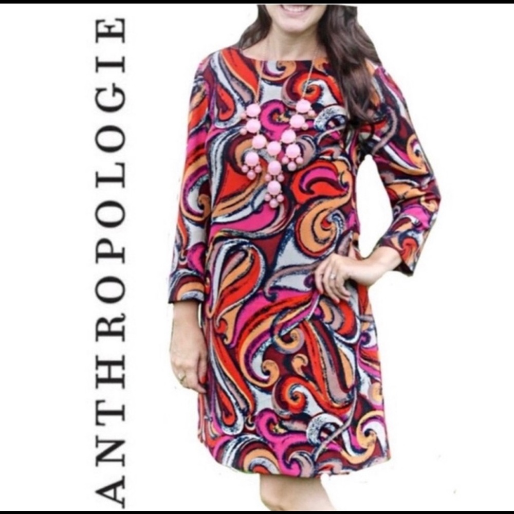 Anthropologie Maeve Flavia Swirl Shift Dress